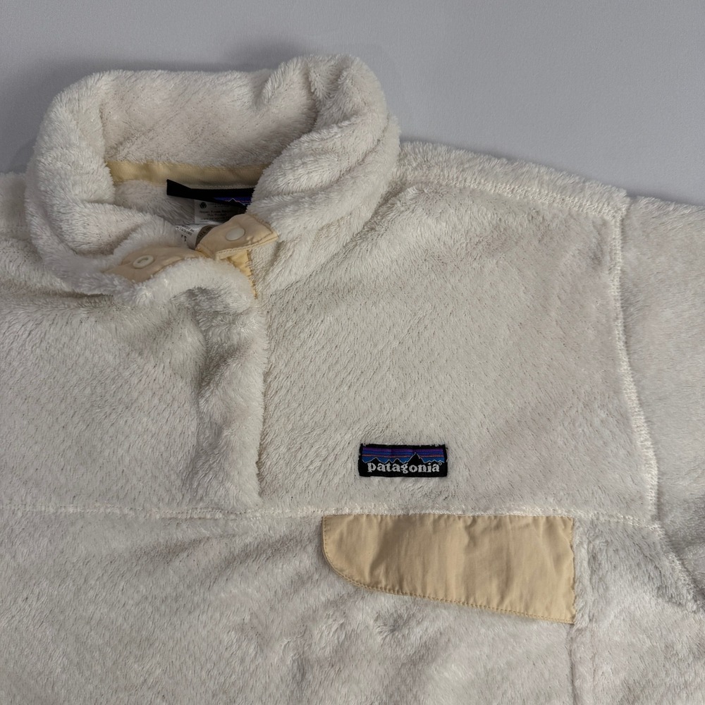 Patagonia‎ Women's L Los Gatos Fleece Pullover Cream Beige Snap Thermal Pro - Picture 6 of 7
